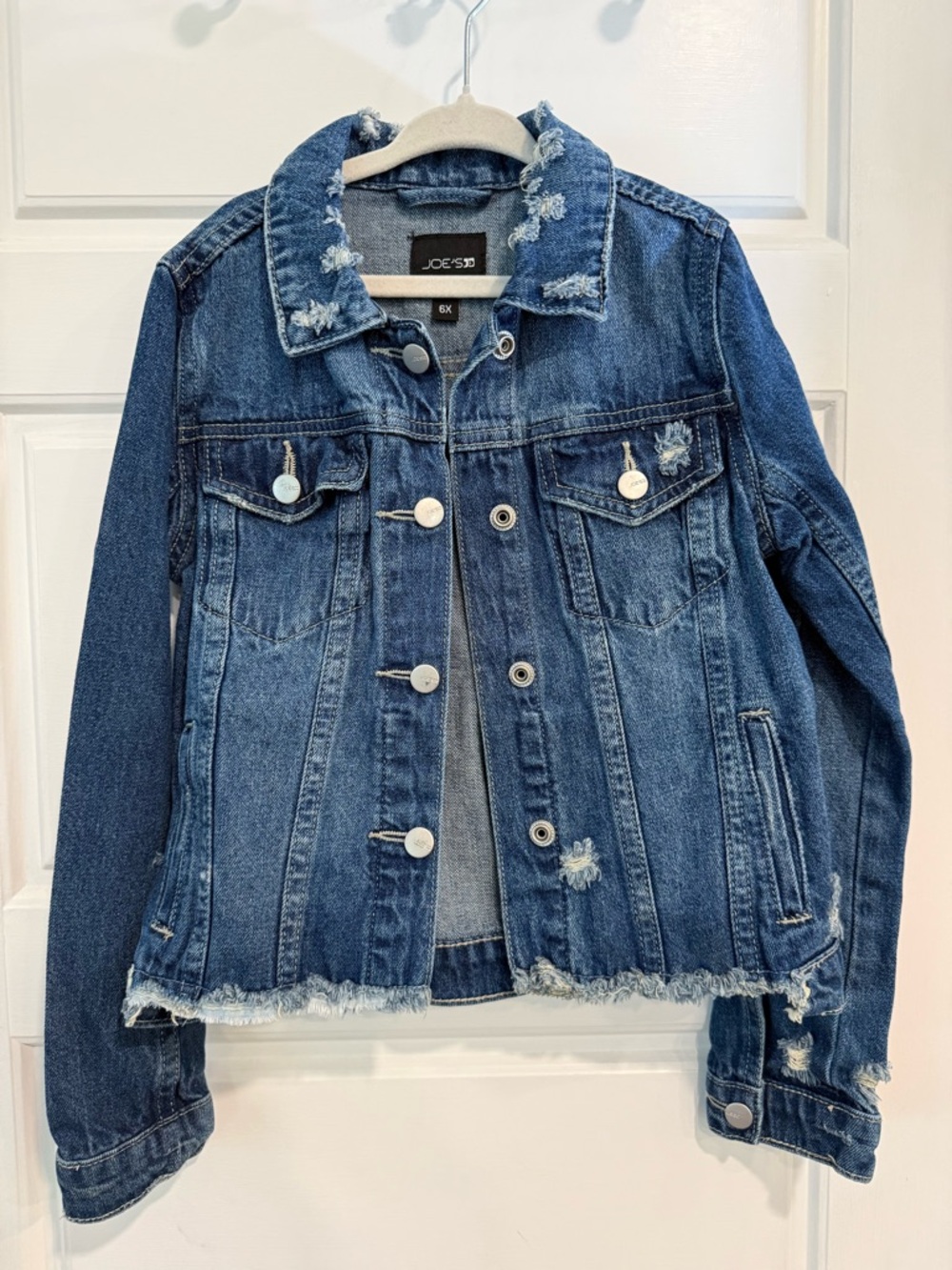 Joe’s Jeans Girls Distressed Denim Jacket 6X Medium Wash LIKE NEW